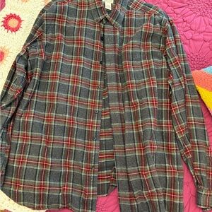 L.L. Bean Traditional Fit Plaid Shirt - Red and Gray